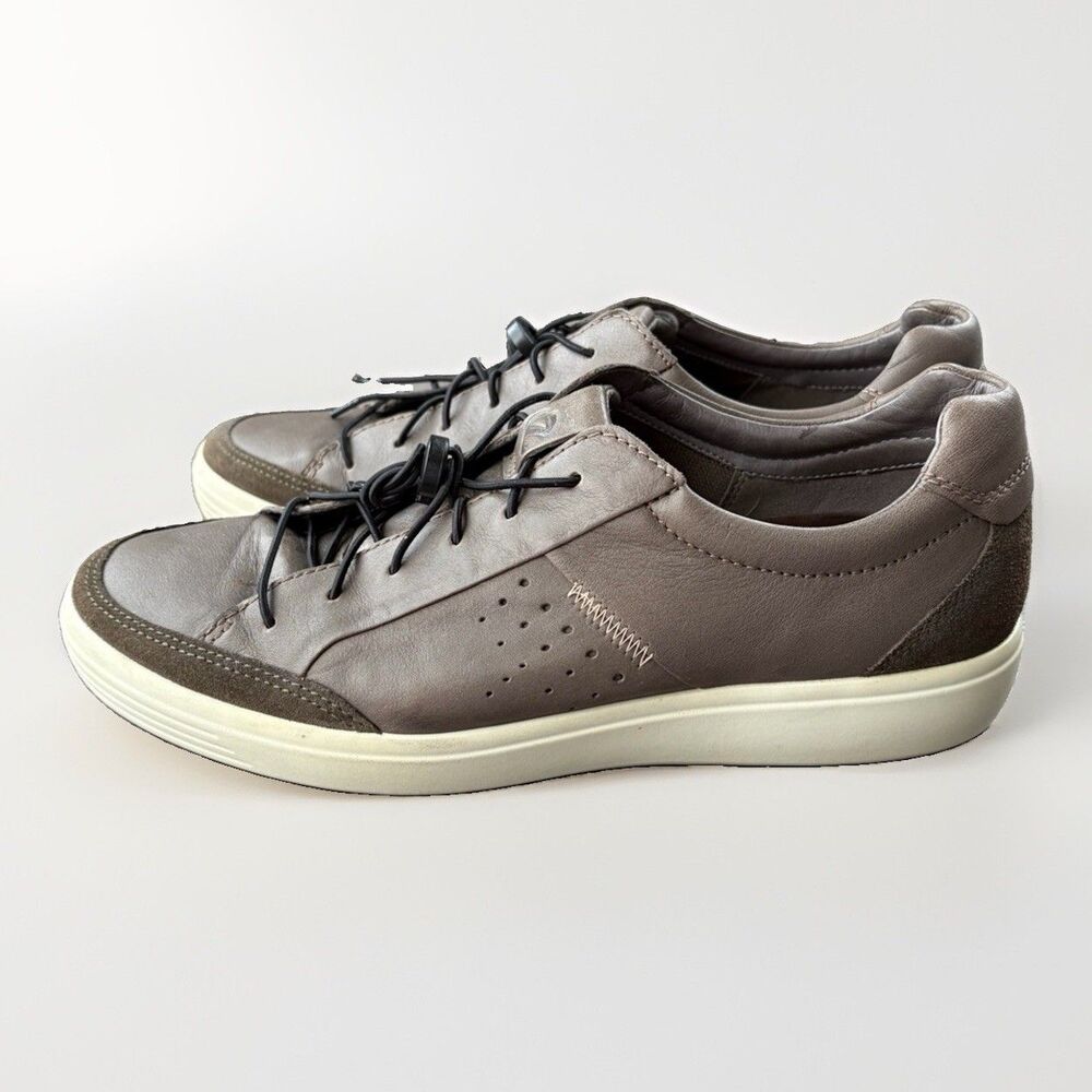 ECCO Soft 7 Mens Sneakers Size 10 US Gray Brown Leather Casual Comfort Shoes